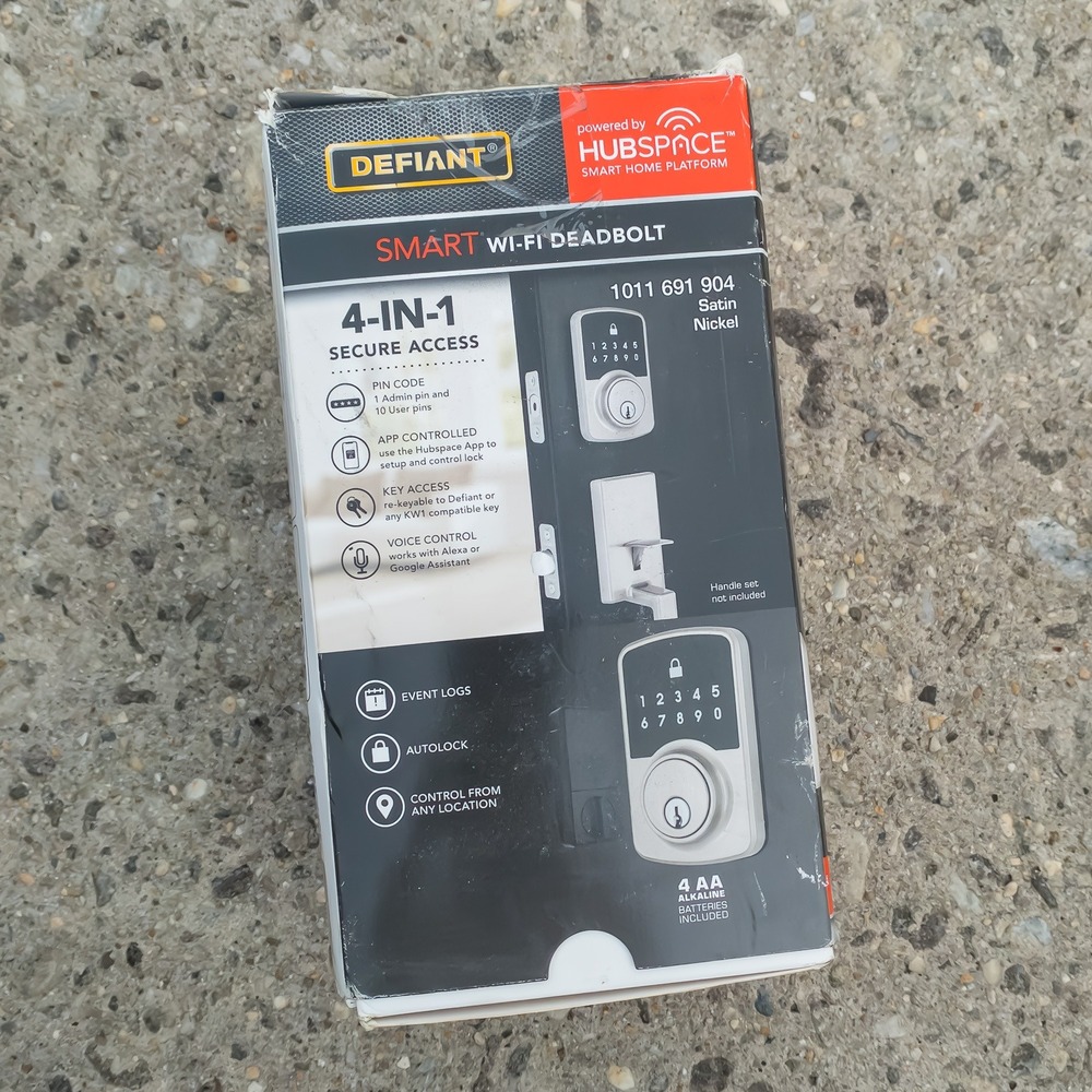 Defiant Smart Wi-Fi Deadbolt Unisex OS Satin Nickel Hubspace 1011 691 904 Metal